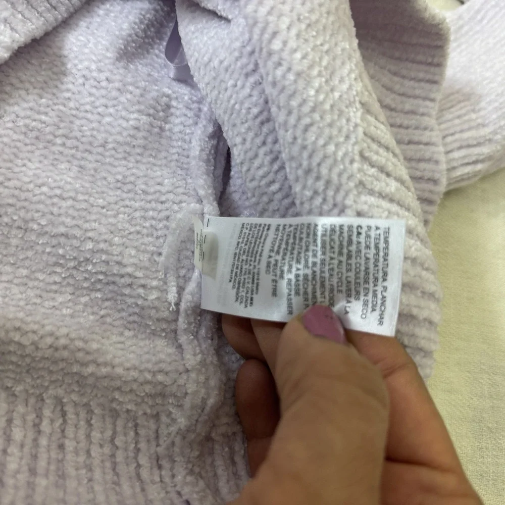 Women's‎ Lilac Chenille Ribbon Back Sweater Petite Small Soft Cozy Pastel Spring